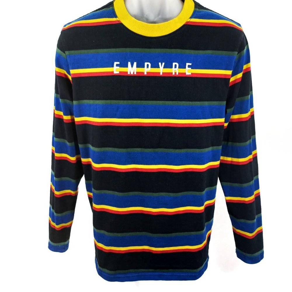 EMPYRE Stripe Long Sleeve Knit Skate Tee Shirt S